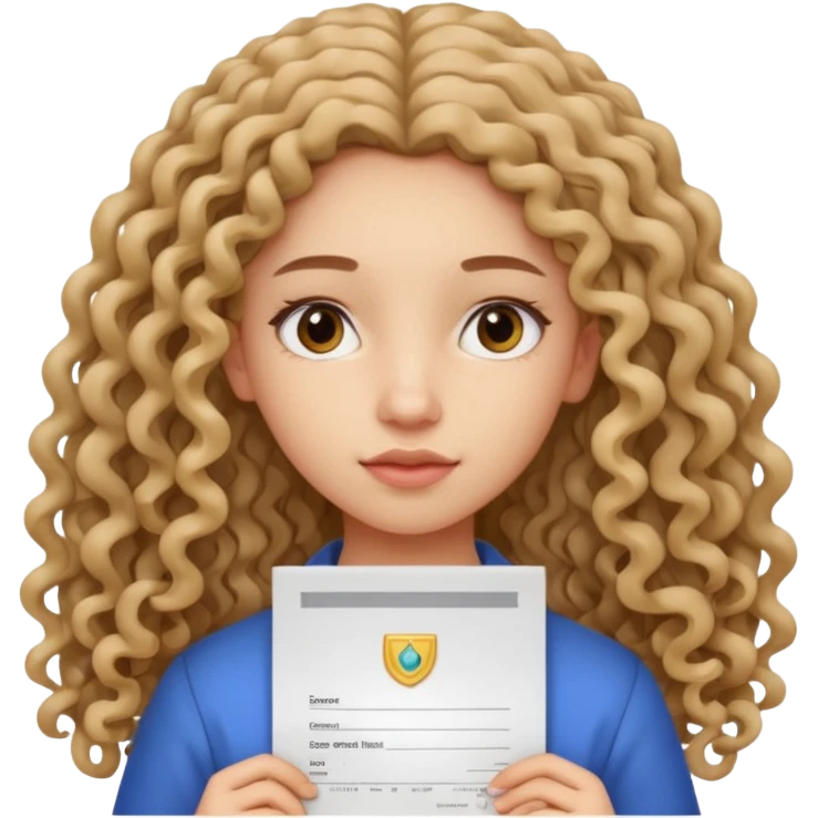 A girl with long curly hair sadly shows an IELTS certificate with a score of 3.0 emoji