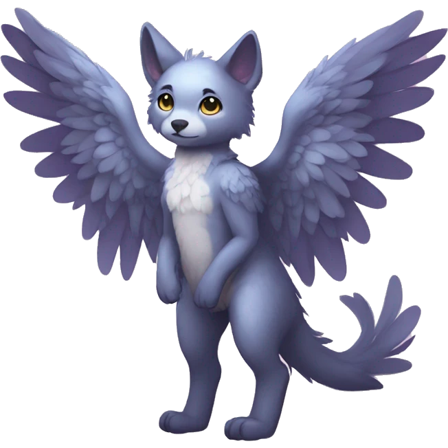 Anthro shy cute kawaii winged animal hybrid full body emoji