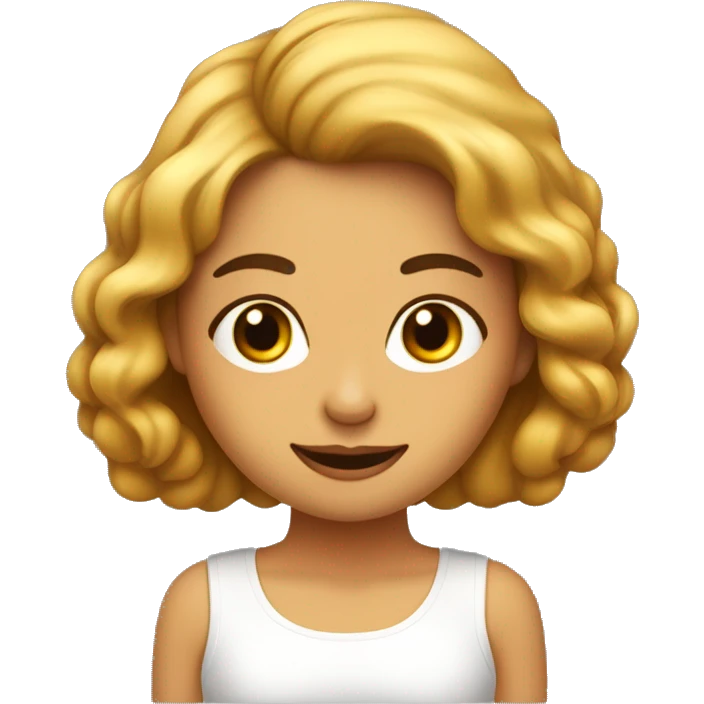 Mujer de pelo rizo color miel corto a los hombros , ojos marrones piel mestiza  emoji