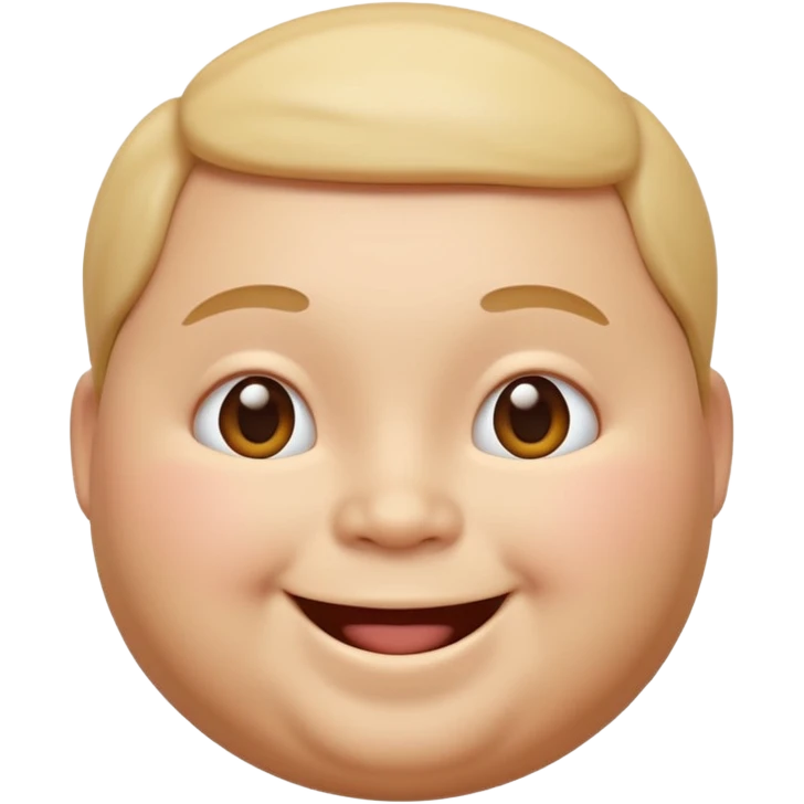 A 3D emoji in iOS emoji aesthetic style of a chubby person with round cheeks and a happy smile, soft and friendly expression, smooth glossy texture, minimal white background. emoji