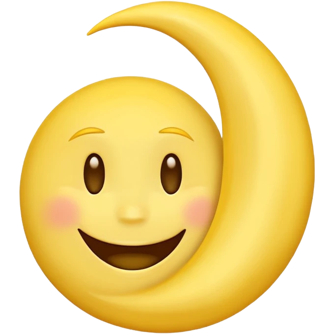 crescent moon with a happy face, simple, expressive emoji