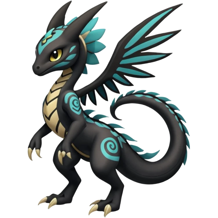 Tribal Exotic Meloetta-Stitch-Zekrom-Salandit-fusion, full body, tribal markings  emoji