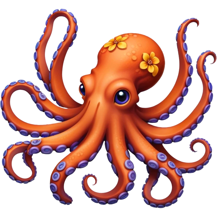 Octopus with flowers emoji