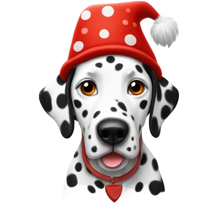 Dalmatian wearing a red gnome hat  emoji