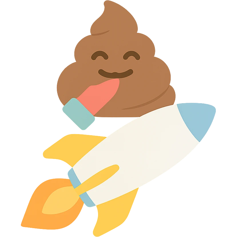 turd with lipstick riding on a rocket, colorful icon emoji
