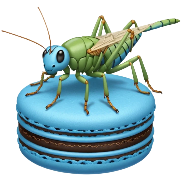 A cricket on a blue macaron emoji