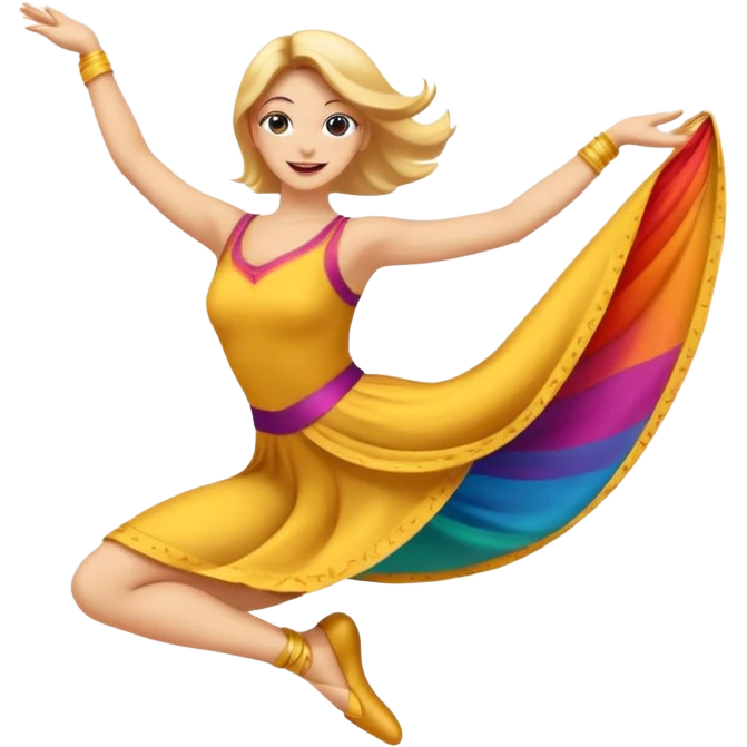 Emoji estilo ilustración de una mujer practicando danza aérea en tela, sus manos en la tela de seda, expresión feliz, estilo emoji moderno, colores suaves, fondo simple emoji