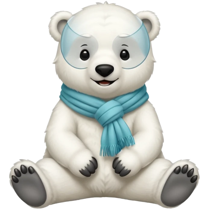 full body polar bear with a scarf sitting emoji