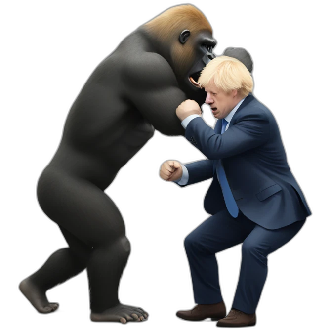 Boris Johnson fighting a gorilla emoji