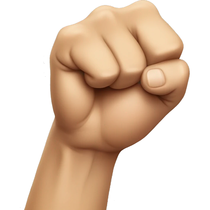 Fist bumping bottom of chin emoji
