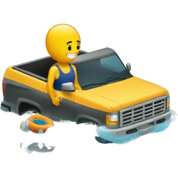 a person in a pool that is a truck emoji