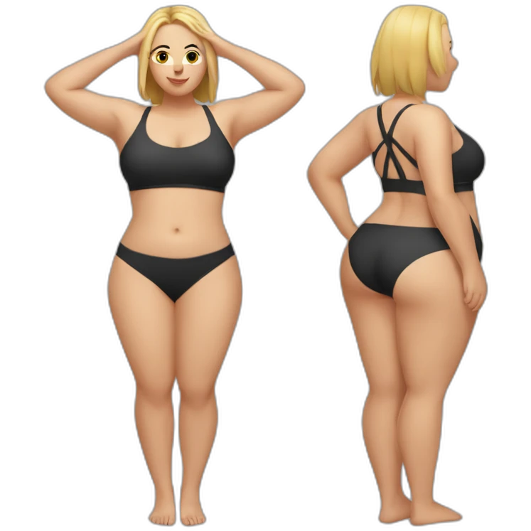 Slim-Thicc caucasian woman swimsuit posing emoji