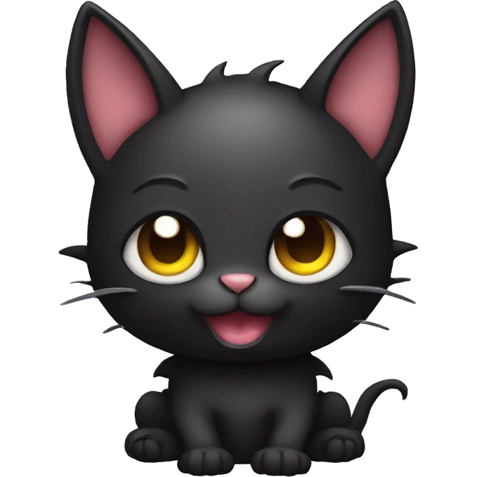 Black edgy kawaii cartoon bat-cat emoji