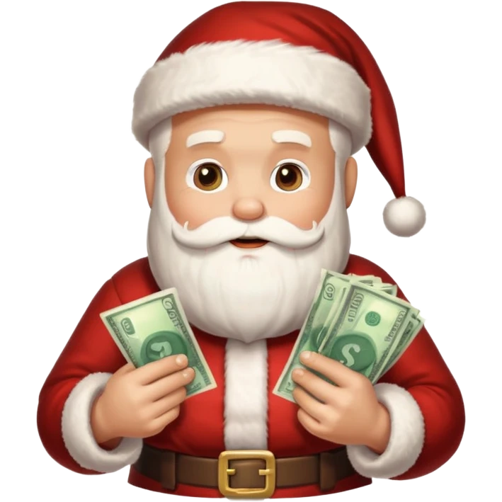 santa with money and instgarm logo emoji