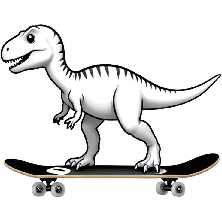 draw outline Dinosaur on a skateboard emoji