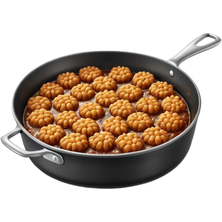 fried minced meat dish object icon, cooked minced meat in a pan, slightly crispy texture, glossy oil shine, 3D cartoon, mobile game icon style, centered, clean background, soft shadow, no text, no watermark
  emoji
