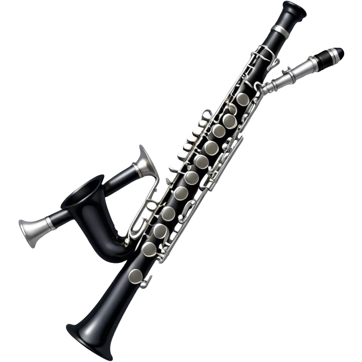 Cinematic Realistic Clarinet, deep black body with gleaming silver keys, rich warm lighting catching every intricate detail, slightly worn mouthpiece adding authenticity, glowing with a timeless and sophisticated presence. emoji