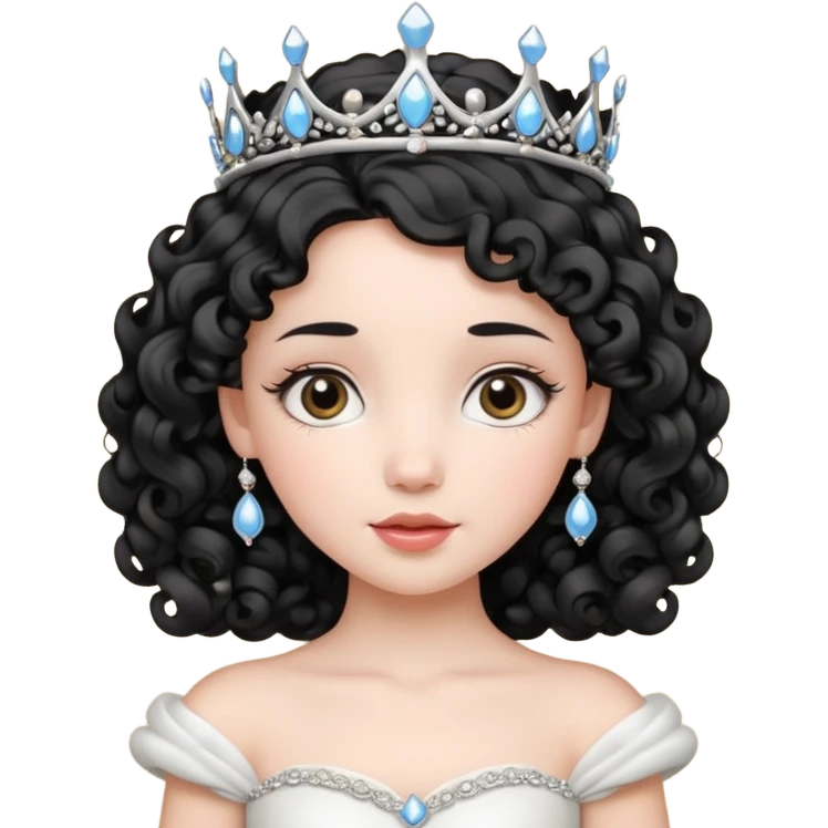 Princesa banca con el pelo rizado y el pelo negro linda emoji
