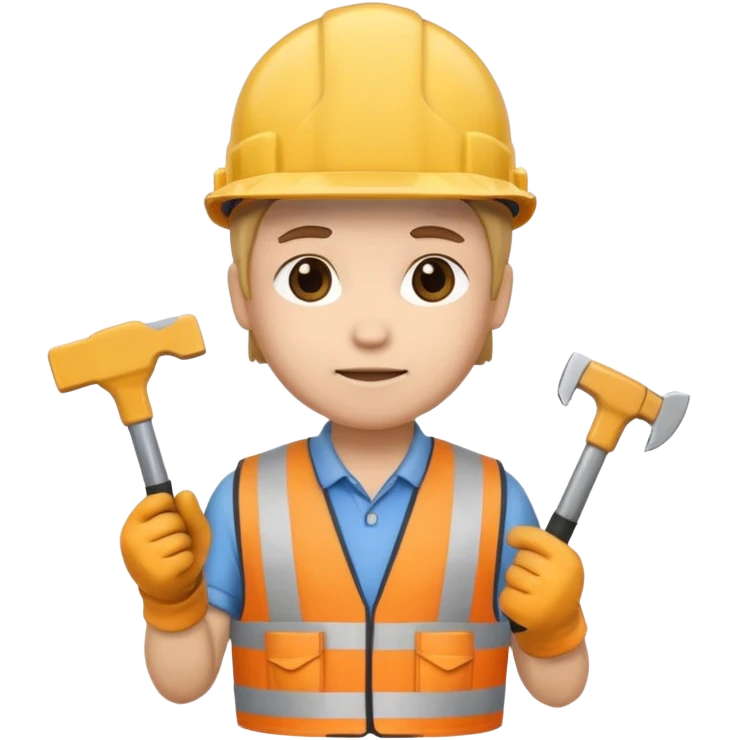 Baret ve aletli inşaat işçisi related to İnşaat İşçileri, chibi emoji style, with soft lighting emoji