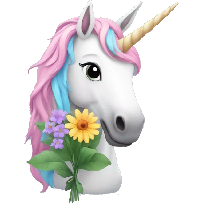 unicorn holding flowers emoji