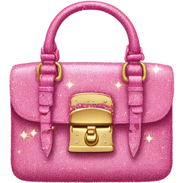 Pink LV bag with gun and glitter emoji