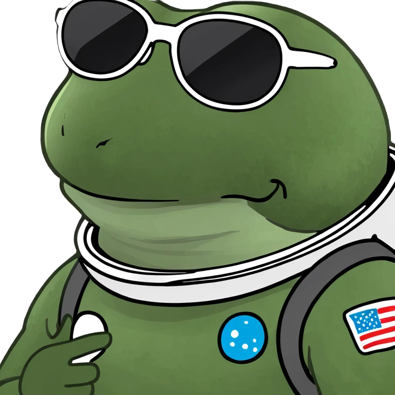 A Bufo toad astronaut floating in zero gravity, juggling tiny planets while wearing sunglasses, cosmic neon galaxy background, glowing trippy energy lines, surreal humor emoji