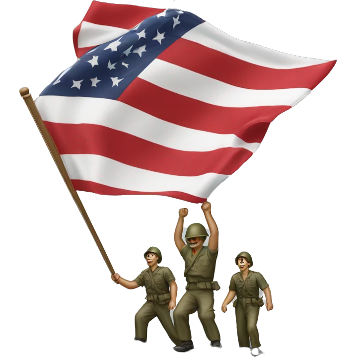 Raising the flag on Iwo Jima civilian with red shirt emoji