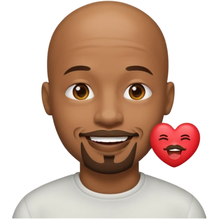 Black ball head man with goatee with kissing emoji emoji