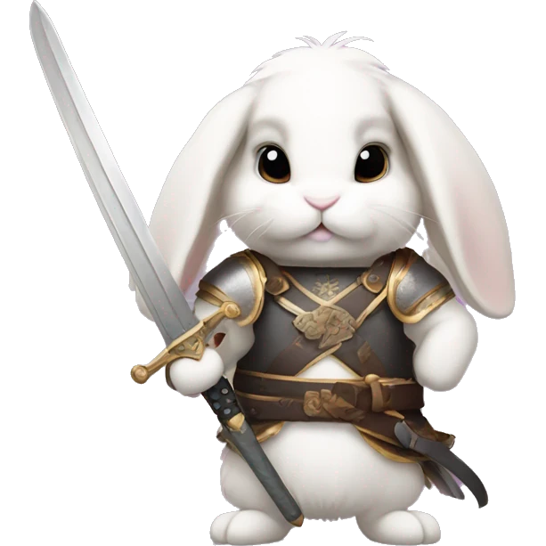 Lop bunny with a sword emoji