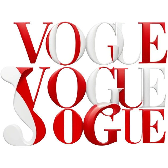 Create a red Vogue magazine with white letters emoji