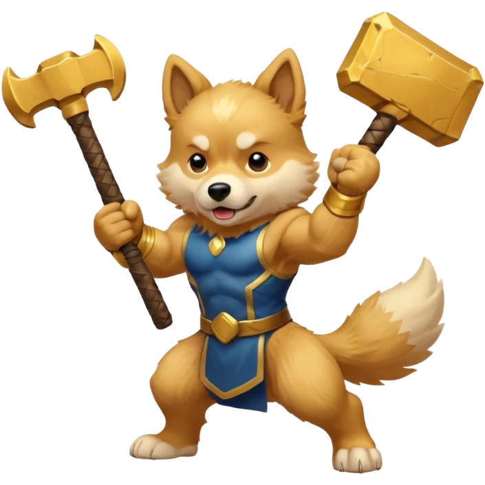 dog thor has mjolnir. dynamic pose emoji