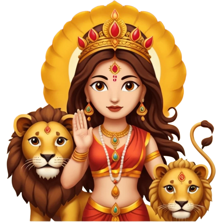 मॉं दुर्गा के साथ सिंह emoji