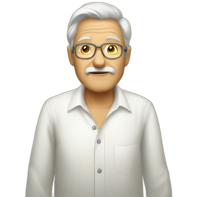old man white shirt emoji