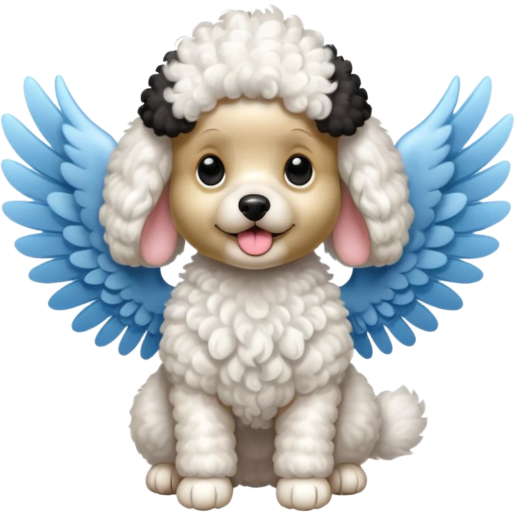 Perro french poodle mini blanco con Alas emoji