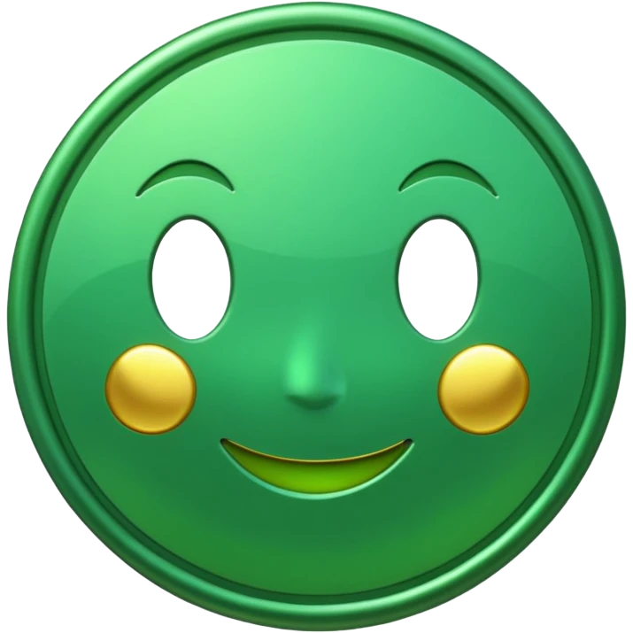 shiny green coin, emoji style emoji