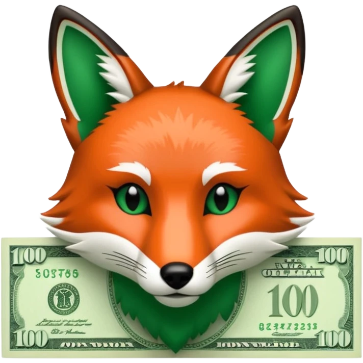 make 100 dollar bill with a fox head silhouette  emoji
