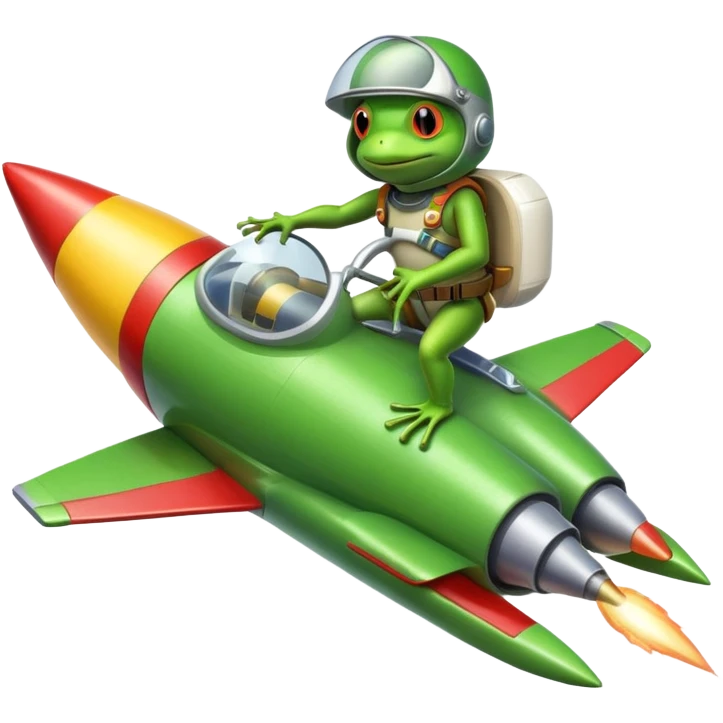 Frog riding a rocket ship  emoji