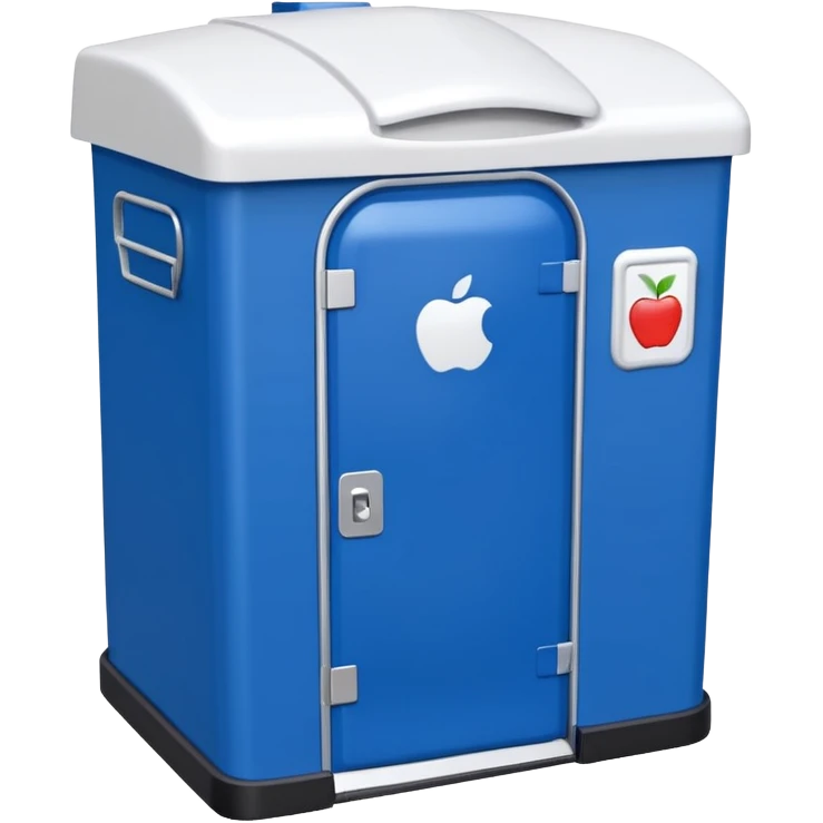 portable toilet portaloo blue plastic with white roof front door visible apple emoji style emoji