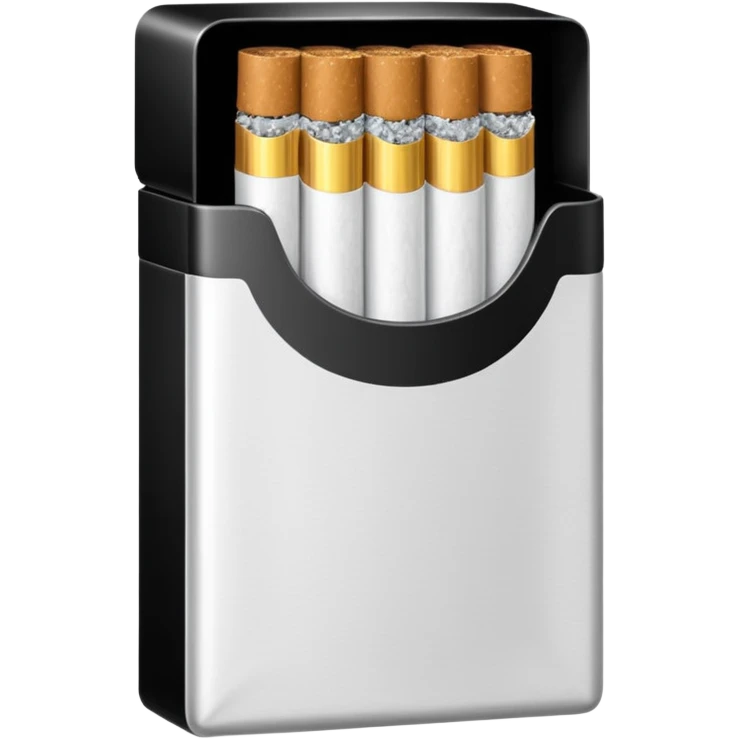 Minimalistic cigarette pack emoji, metallic black and white emoji