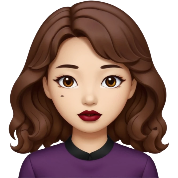 Baddie girl with brown weavy hair and corean skin emoji