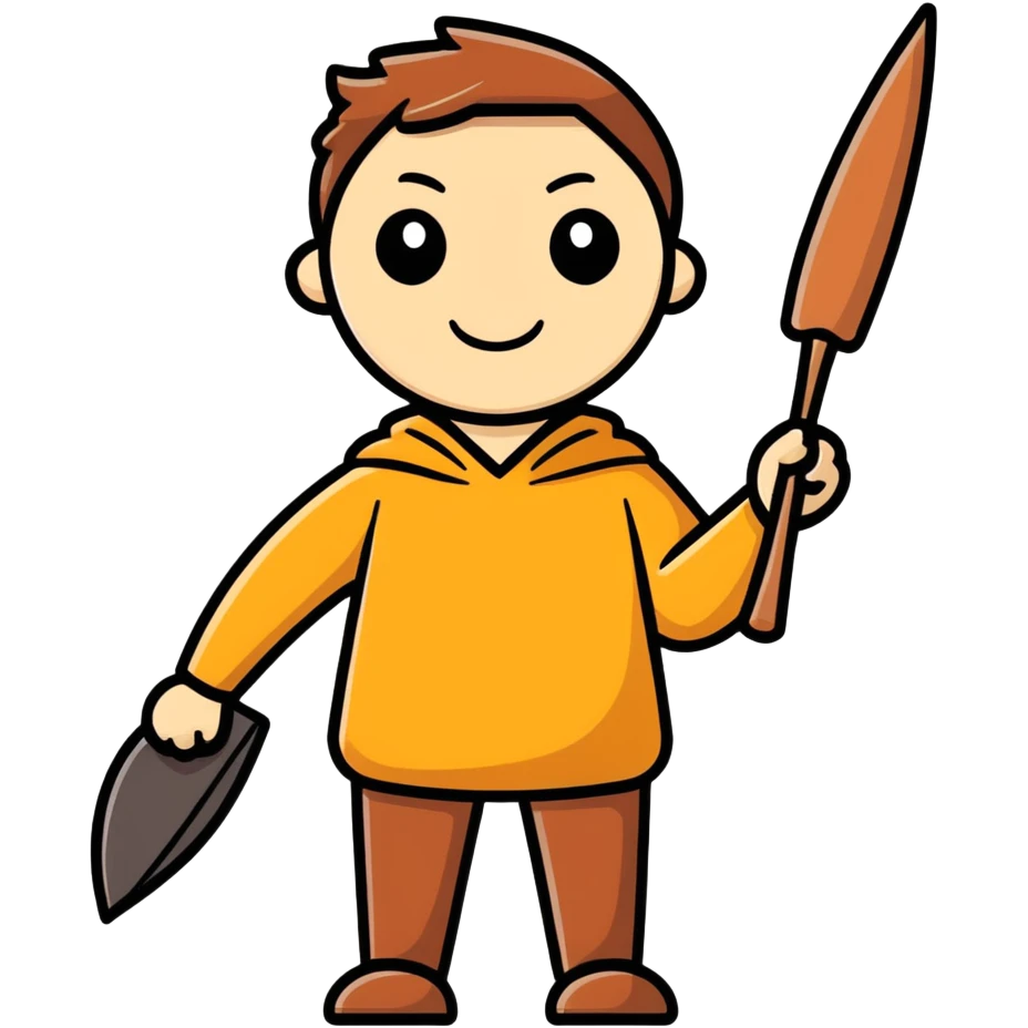 A wood person holding a bat emoji