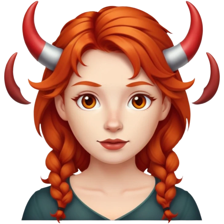 Cute ginger haired woman with red horns emoji