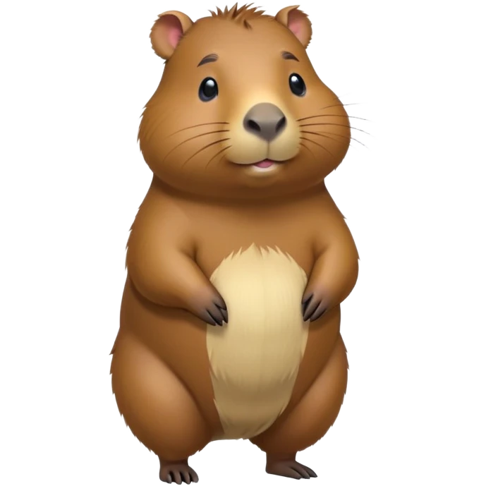 cinematic-capybara-realistic-full-body-on-standing-emoji,-plump-and-relaxed-body-soaking-in-the-warm-sun,-short-brown-fur-slightly-ruffled,-head-tilted-dramatically,-calm-expressive-eyes-exuding-serene-wisdom,-simplified-yet-realistic emoji