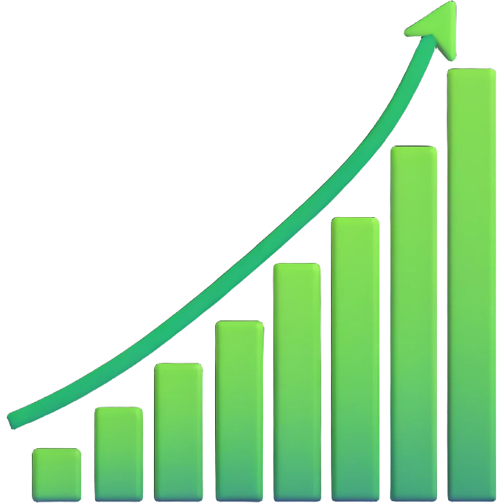 green arrow trending upward with a bar chart emoji