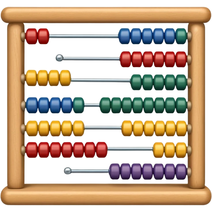 Generate 6 unique emoji-style icons of different abacus designs showing counting beads, wooden frames, and educational math tools. emoji