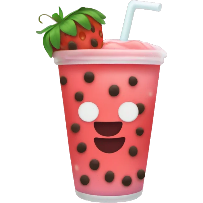 Boba tea strawberry emoji