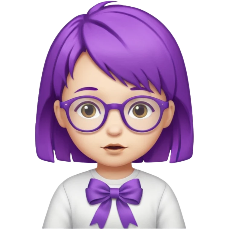 purple haired little baby with glassess and ribbon on hair  emoji