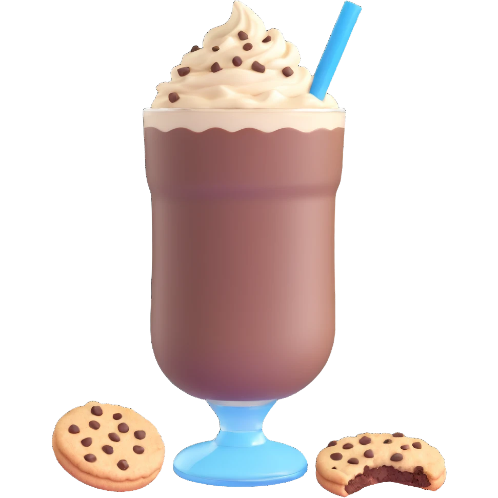 chocolate milkshake with cookie crumbles emoji