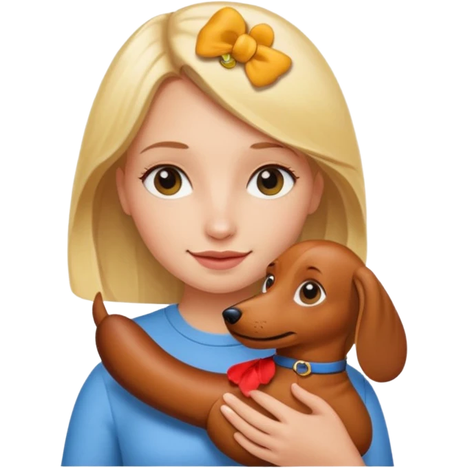 Blonde girl holding dachshund emoji sticker  emoji