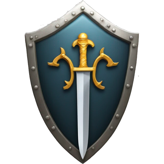 small sword symbol embedded inside a big shield emoji